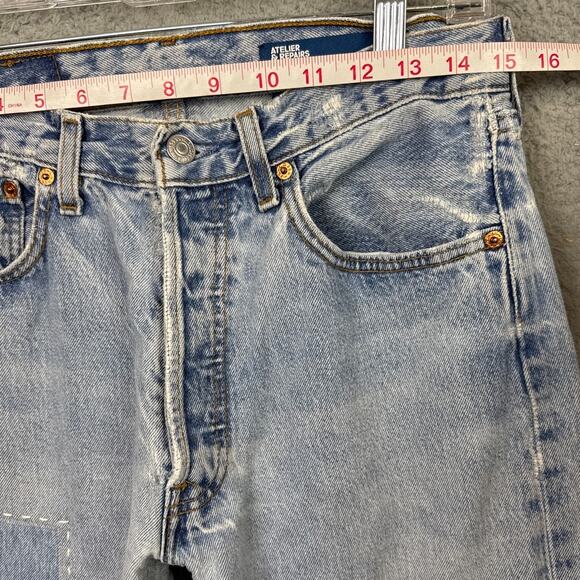 Atelier & Repairs Patchwork Denim Jeans Levi's Redone Size 29 Selvedge Hem Rare - Picture 3 of 10